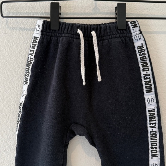 Harley-Davidson Kids Black Joggers with White Logo Stripes Size 24M - Picture 2 of 6